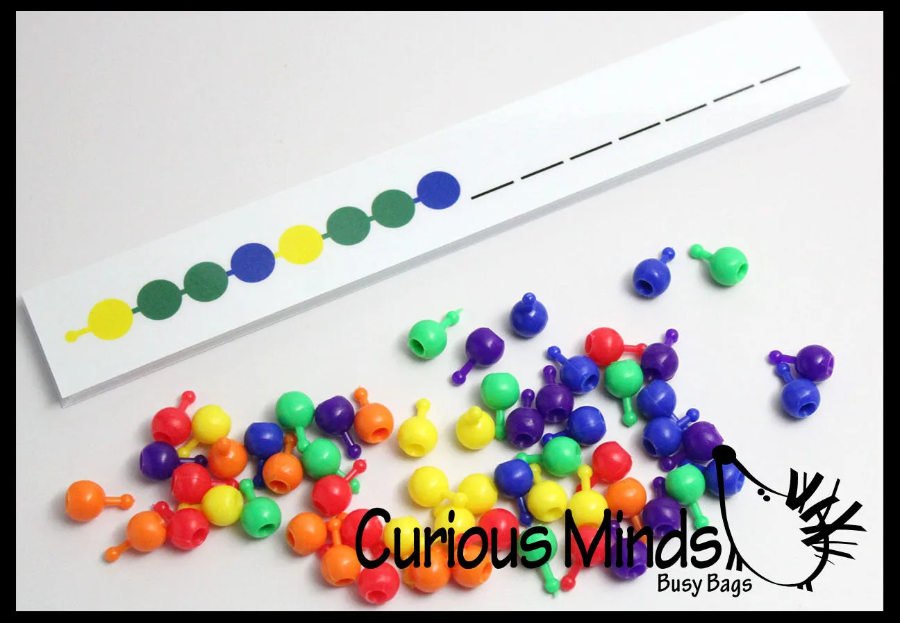 PDF DOWNLOAD - Pop Bead Early Pattern Busy Bag - Match patterns and make jewelry with pop beads - Quiet Learning Activity
