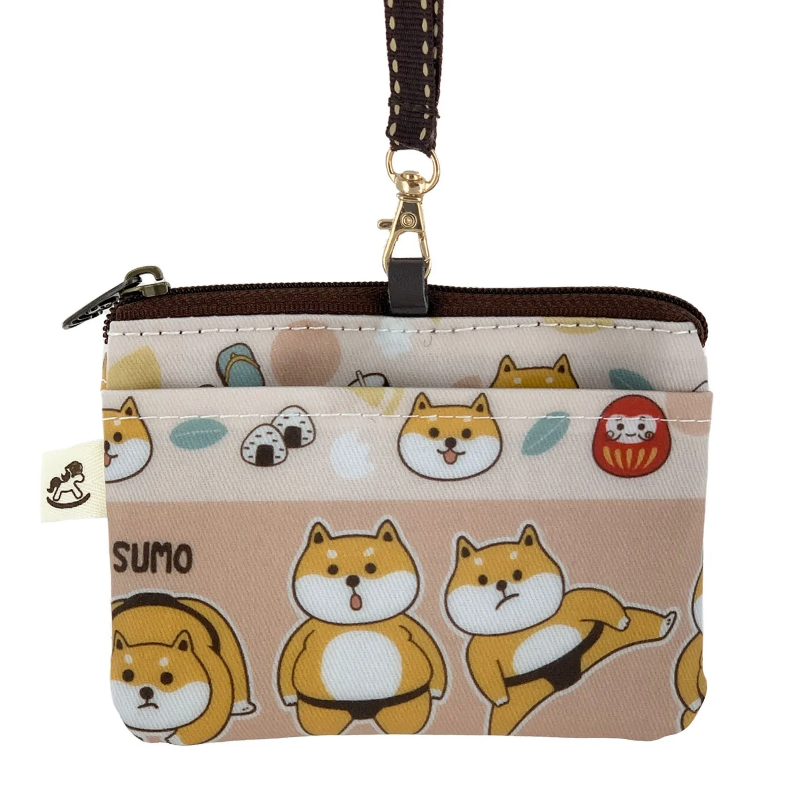 Peach Sumo Shiba Card & Coin Purse