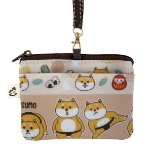 Peach Sumo Shiba Card & Coin Purse