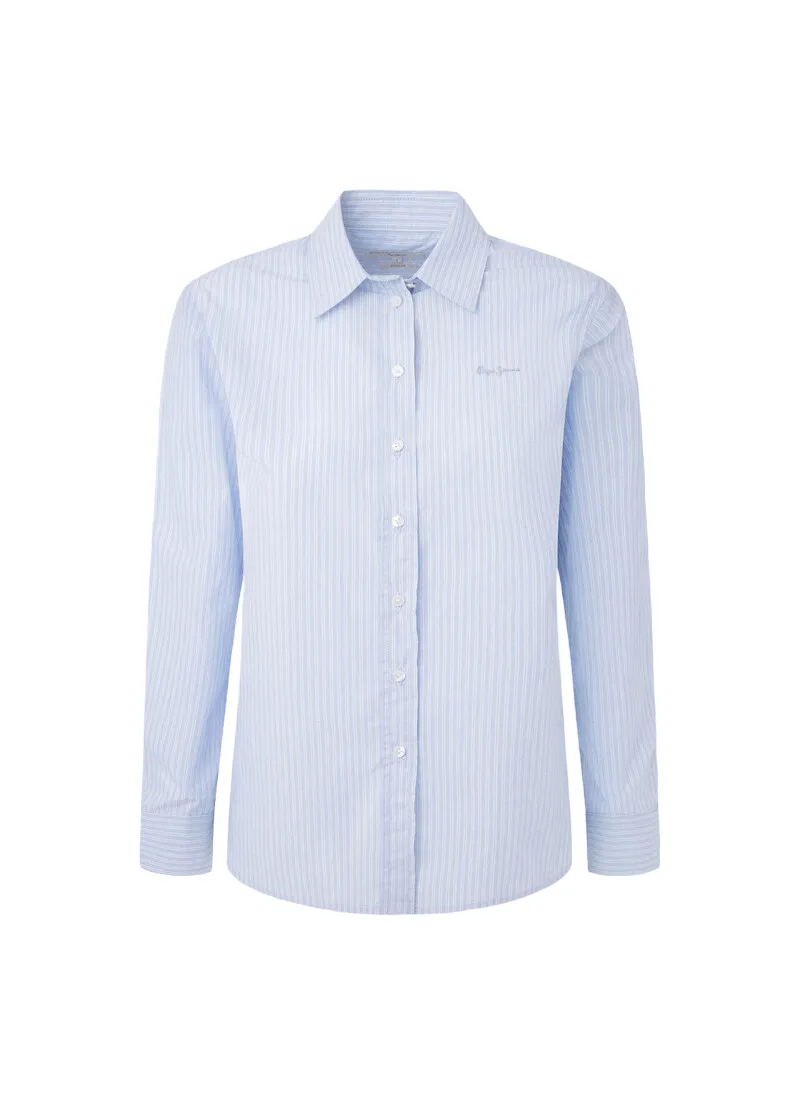 Pepe Jeans Camicia da donna a righe Lyra PL304703 563 azzurra con righe bianche