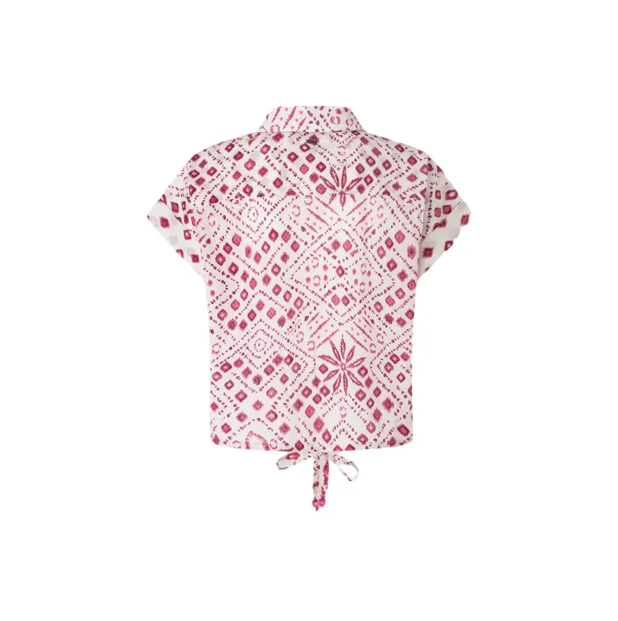 Pepe Jeans camicia manica corta da donna con stampa geometrica Dulce PL304820 808 bianco