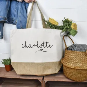 Personalised Large Tote Bag, Large Shopper Bag, Uni Bag, Personalised Jute Shopping Bag, Large Book Bag, Custom Printed Bag, Large Bag