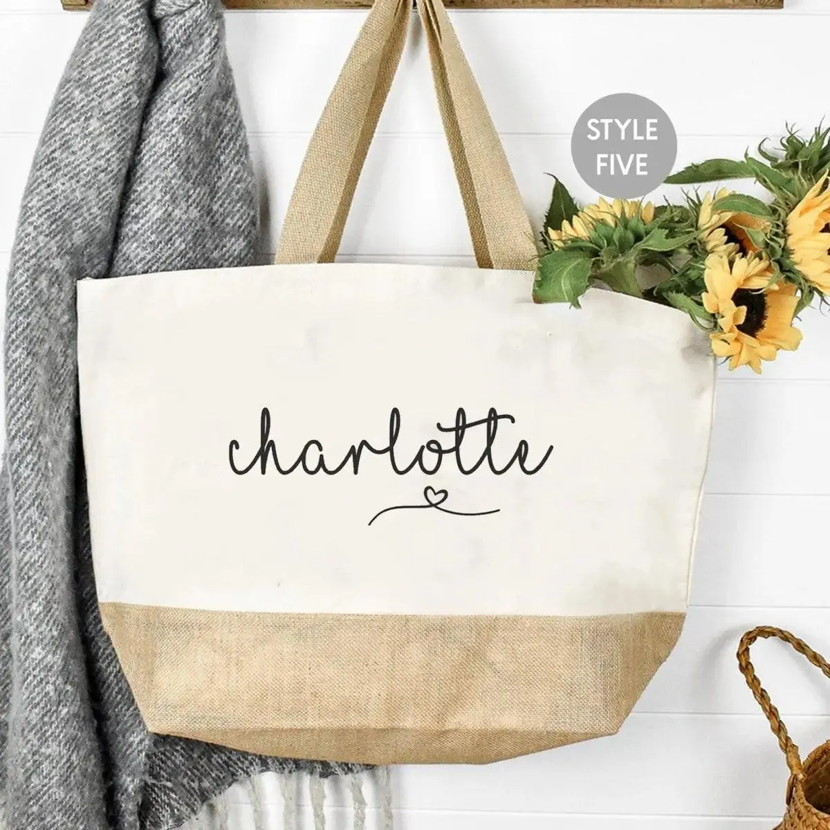 Personalised Large Tote Bag, Large Shopper Bag, Uni Bag, Personalised Jute Shopping Bag, Large Book Bag, Custom Printed Bag, Large Bag