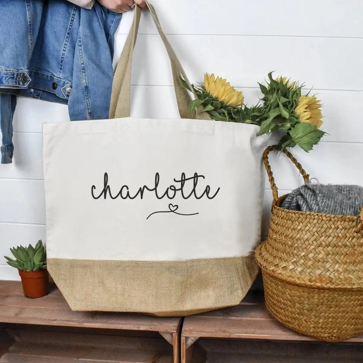 Personalised Large Tote Bag, Large Shopper Bag, Uni Bag, Personalised Jute Shopping Bag, Large Book Bag, Custom Printed Bag, Large Bag