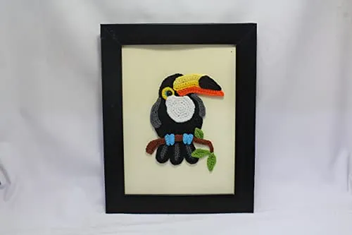 PH Artistic Creative Black wood Photo Frames amigurumi Crochet Bird Pattern074