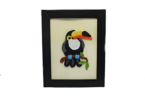 PH Artistic Creative Black wood Photo Frames amigurumi Crochet Bird Pattern074