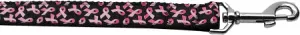 Pink Ribbons On Black Nylon Dog Leash 3-8 Inch Wide 6ft Long