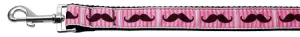 Pink Striped Moustache Nylon Dog Leash 3-8 Inch Wide 4ft Long
