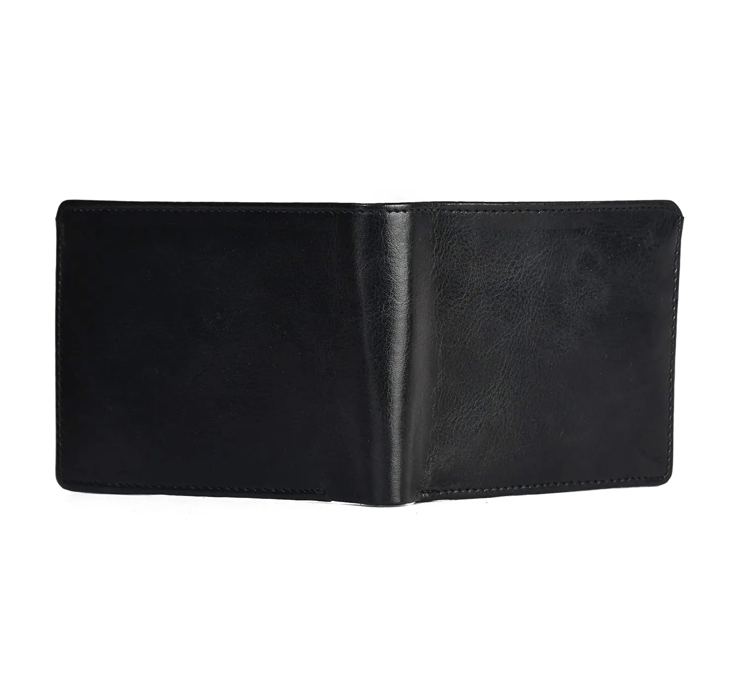 Plain Black Bi Fold Faux Leather Wallet For Men