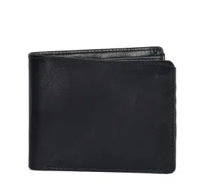 Plain Black Bi Fold Faux Leather Wallet For Men