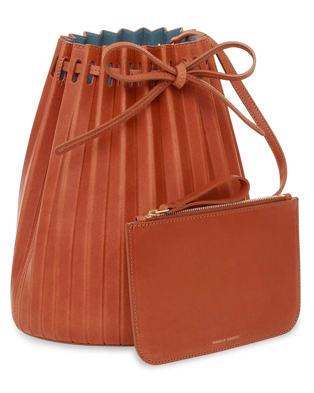 Pleated Bucket Bag in Brandy Avion