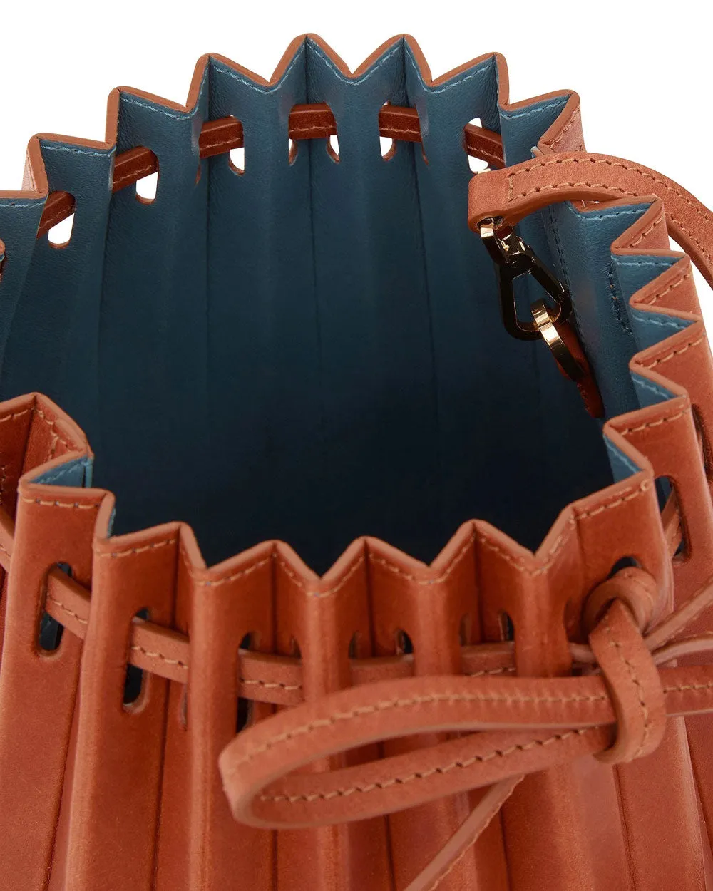 Pleated Bucket Bag in Brandy Avion