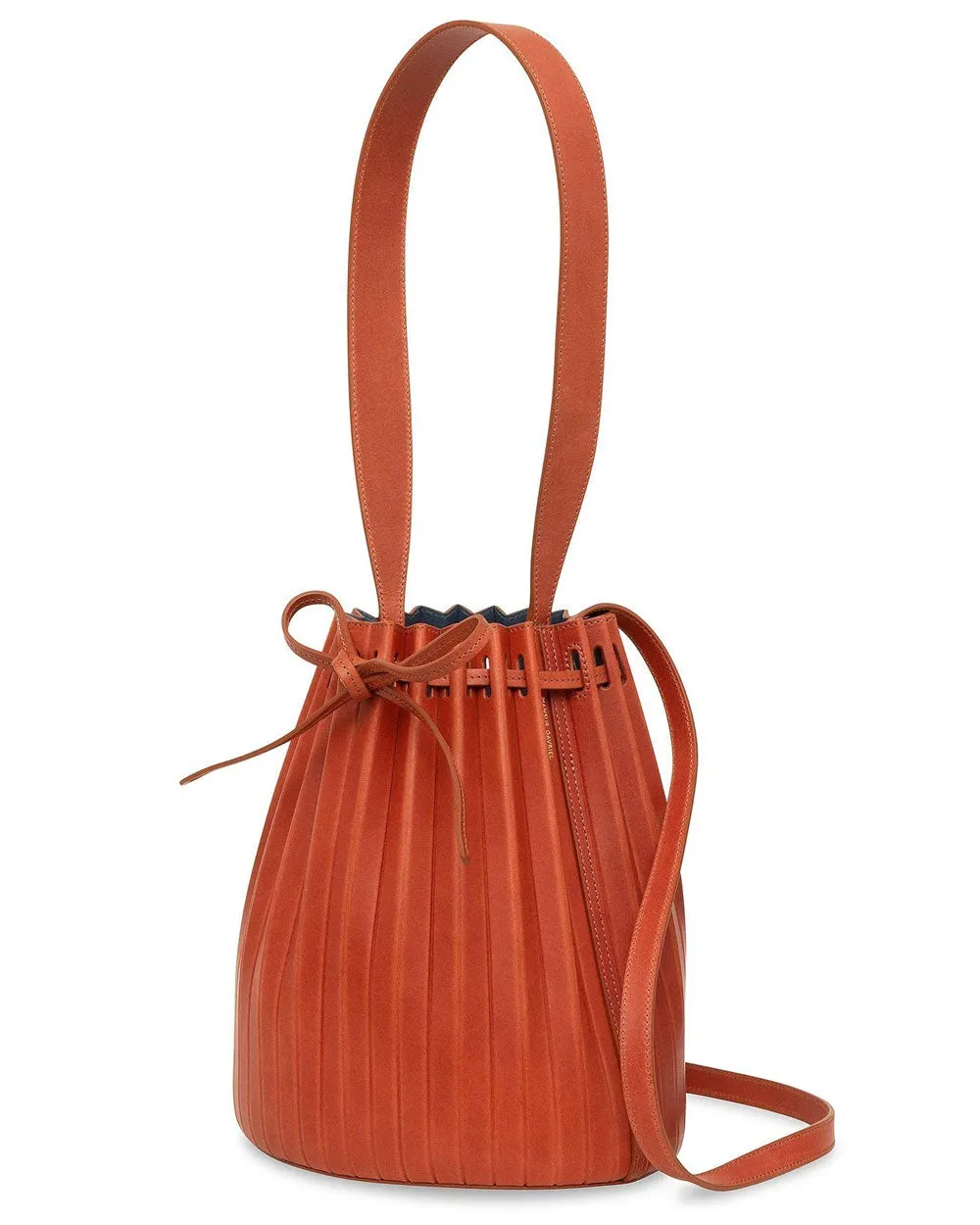 Pleated Bucket Bag in Brandy Avion