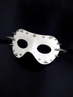 Pleather Spike Mask - White