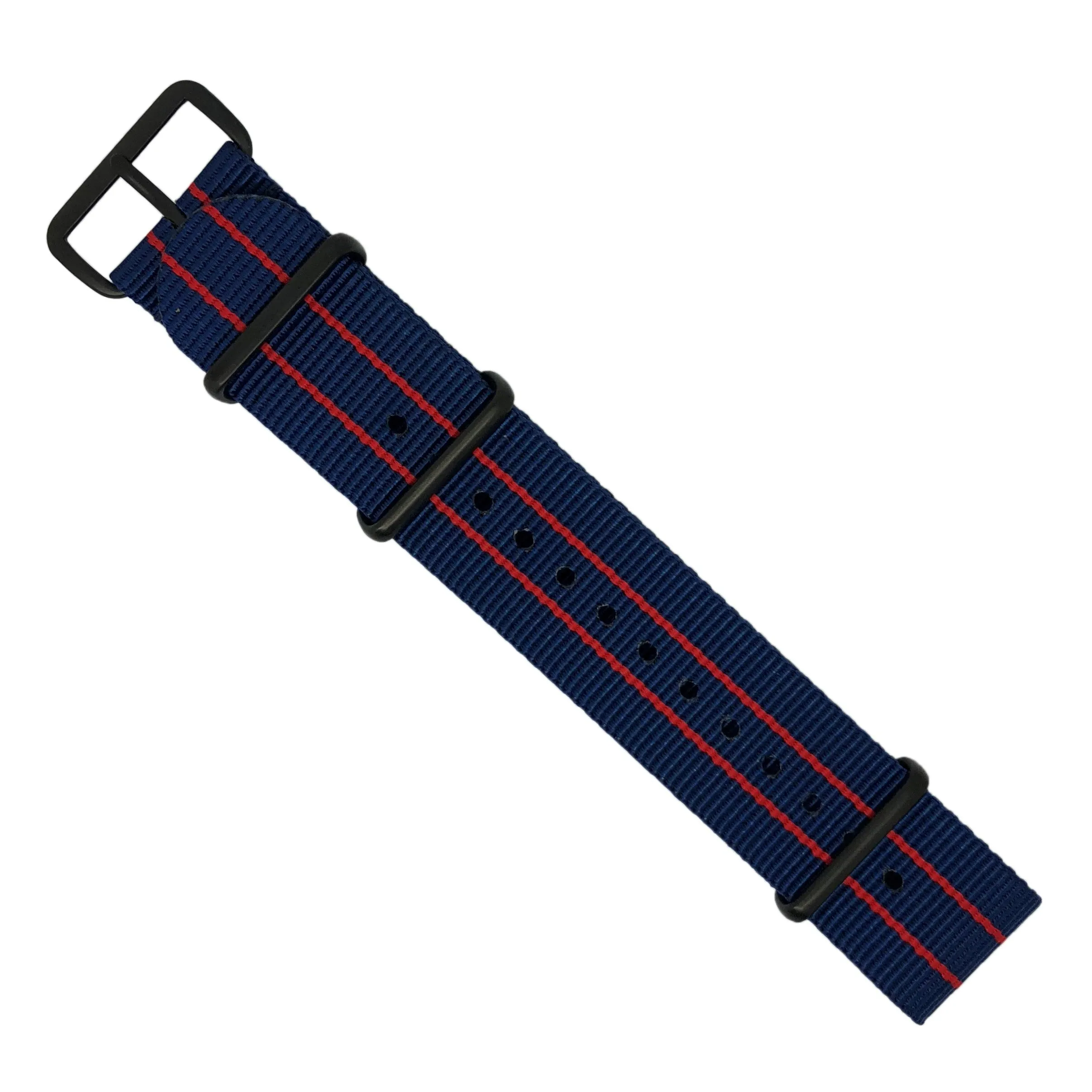 Premium Nato Strap in Blue Double Red