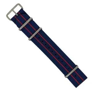 Premium Nato Strap in Blue Double Red