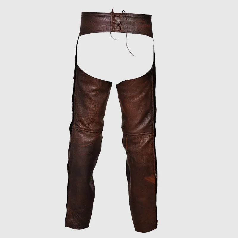 Premium Quality Vintage Brown Motorcycle Horse Riding Unisex Leather Chaps