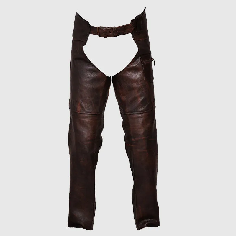 Premium Quality Vintage Brown Motorcycle Horse Riding Unisex Leather Chaps