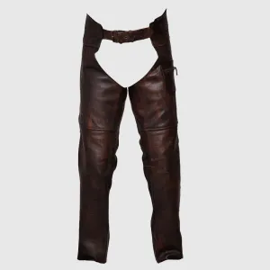 Premium Quality Vintage Brown Motorcycle Horse Riding Unisex Leather Chaps