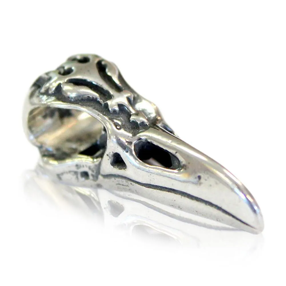 Raven Skull - 925 Sterling Silver European Style Charm Bead - Fits: Pandora, Chamilia & Compatible Brands