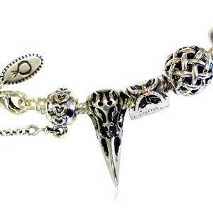 Raven Skull - 925 Sterling Silver European Style Charm Bead - Fits: Pandora, Chamilia & Compatible Brands
