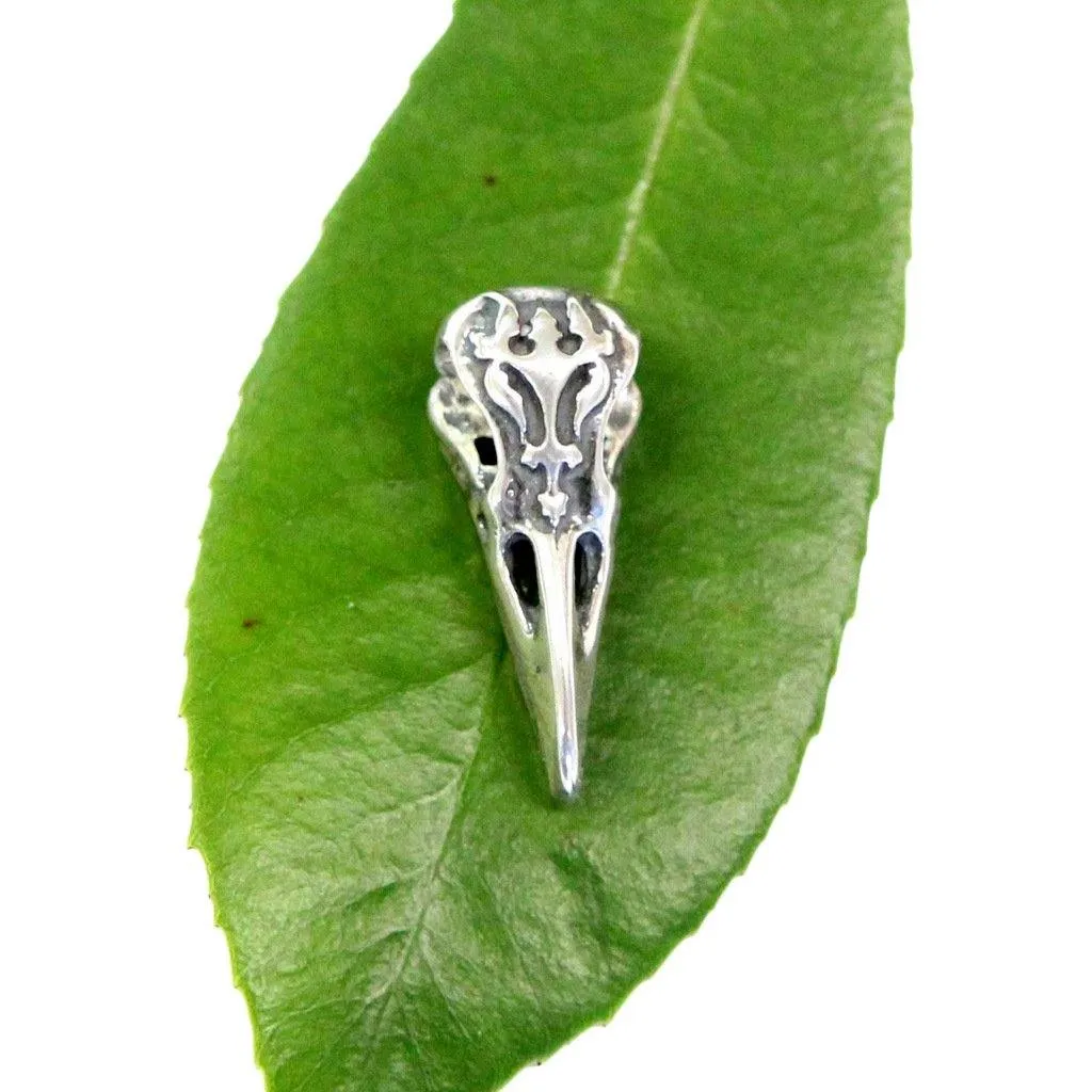 Raven Skull - 925 Sterling Silver European Style Charm Bead - Fits: Pandora, Chamilia & Compatible Brands