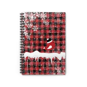 Red Checked Winter Wonderland Spiral Notebook - Ruled Line with Charming Bird and Snowflakes