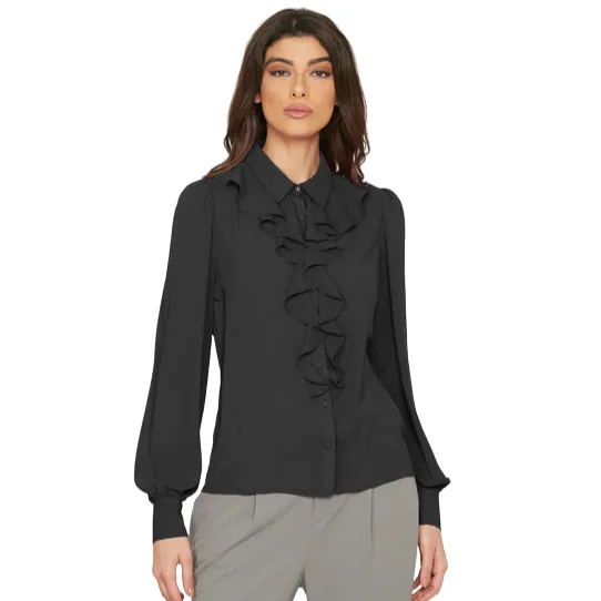 Relish Camicia ESTER manica lunga con rouches RDA2303009015 1199 nero