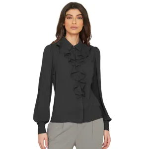 Relish Camicia ESTER manica lunga con rouches RDA2303009015 1199 nero