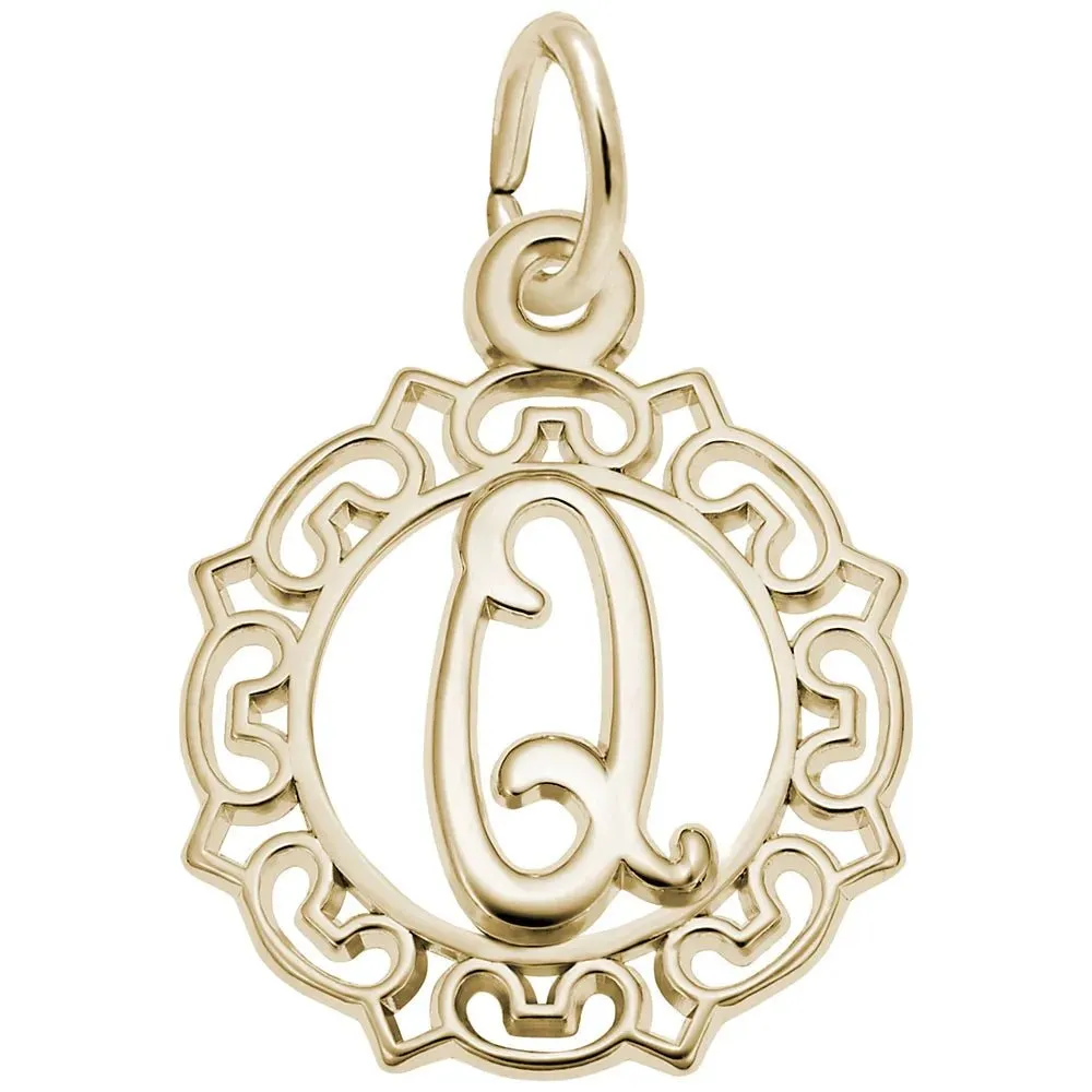 Rembrandt Charms - Ornate Script Initial Q Charm - 0817-017