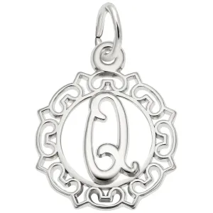 Rembrandt Charms - Ornate Script Initial Q Charm - 0817-017