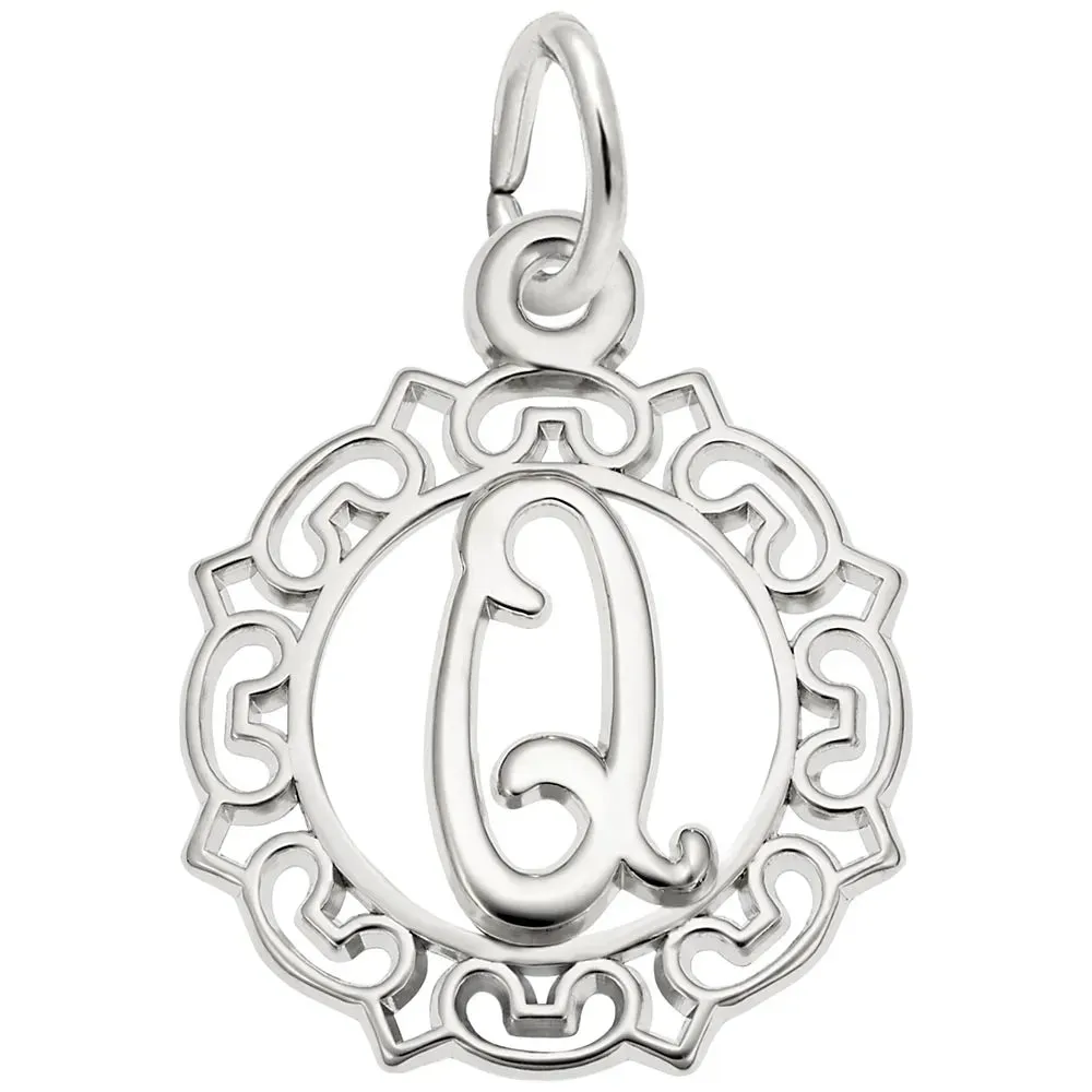 Rembrandt Charms - Ornate Script Initial Q Charm - 0817-017