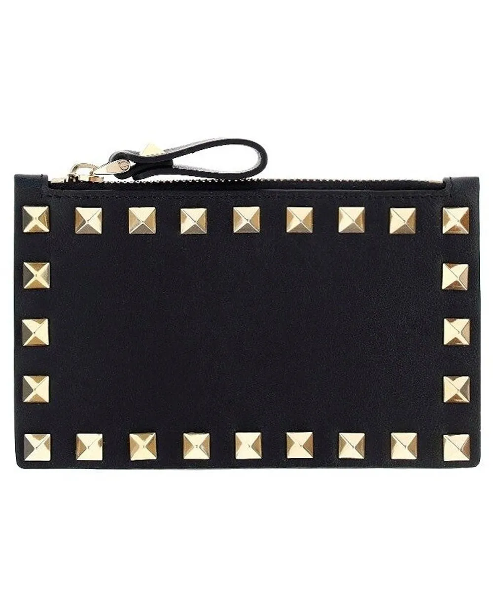 Rockstud Zipped Coin Purse in Nero