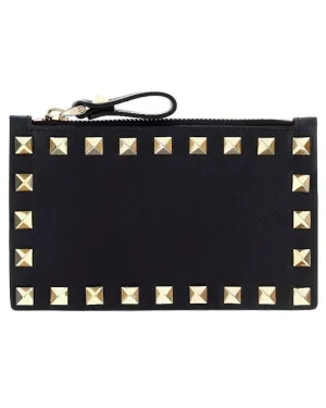 Rockstud Zipped Coin Purse in Nero