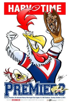 Roosters, 2013 NRL Premiers, Harv Time Poster