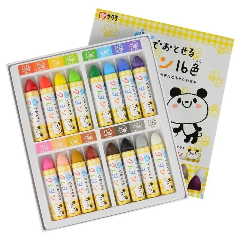 SAKURA WYL16 round head washable crayon crayon 16 colors set painting drawing tools