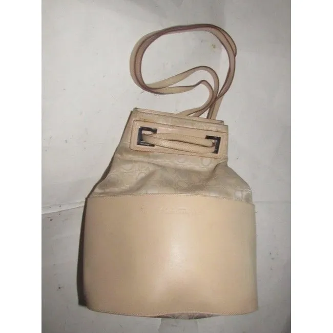 Salvatore Ferragamo Pursesdesigner Purses Blush Colored Gancini Print Canvas And Pale Pinknude Leath
