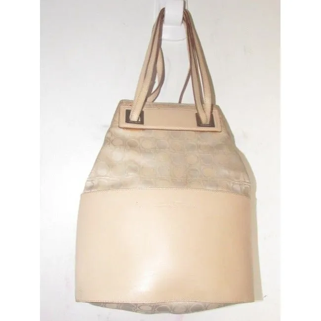 Salvatore Ferragamo Pursesdesigner Purses Blush Colored Gancini Print Canvas And Pale Pinknude Leath