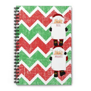 Santa's Naughty and Nice List Dual Spiral Notebook: Chevron Christmas Design