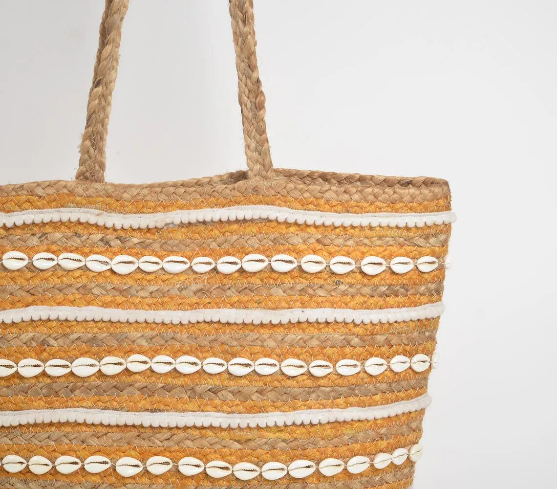 Shell Stripes Jute Tote Bag