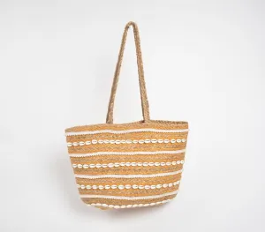 Shell Stripes Jute Tote Bag