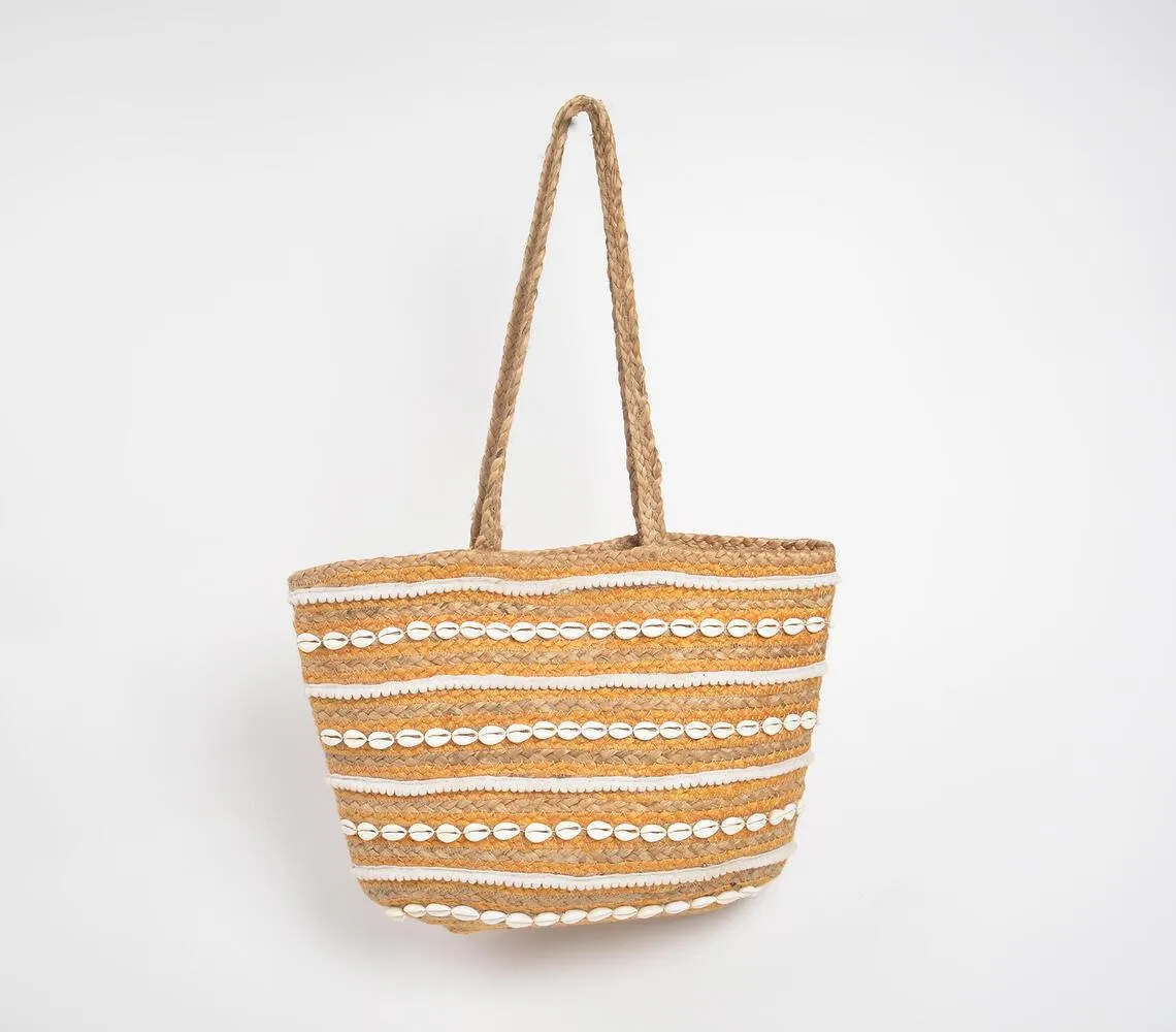 Shell Stripes Jute Tote Bag