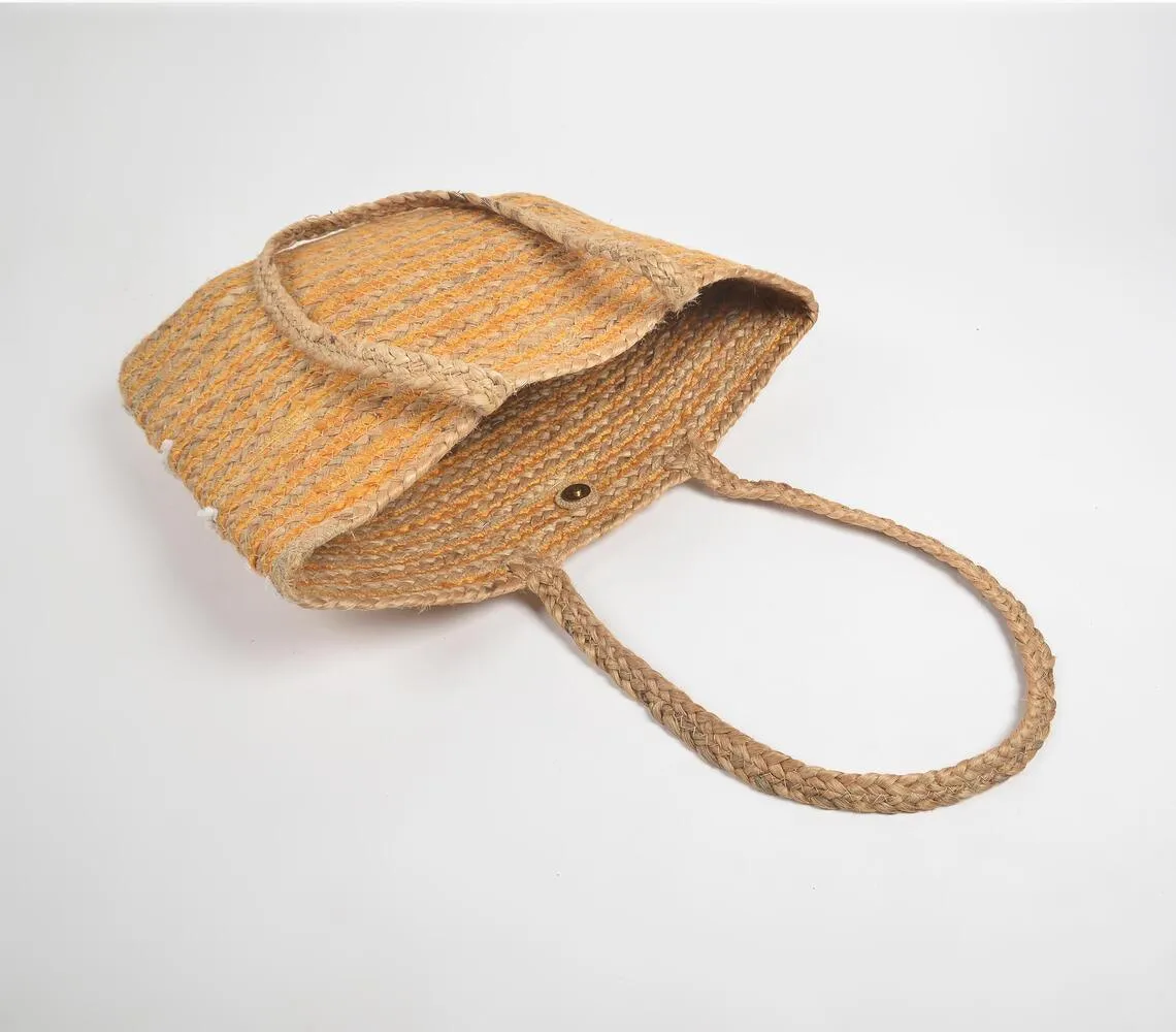 Shell Stripes Jute Tote Bag
