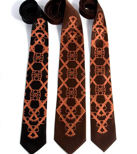 Skeleton Keys Silk Tie, Argyle print necktie