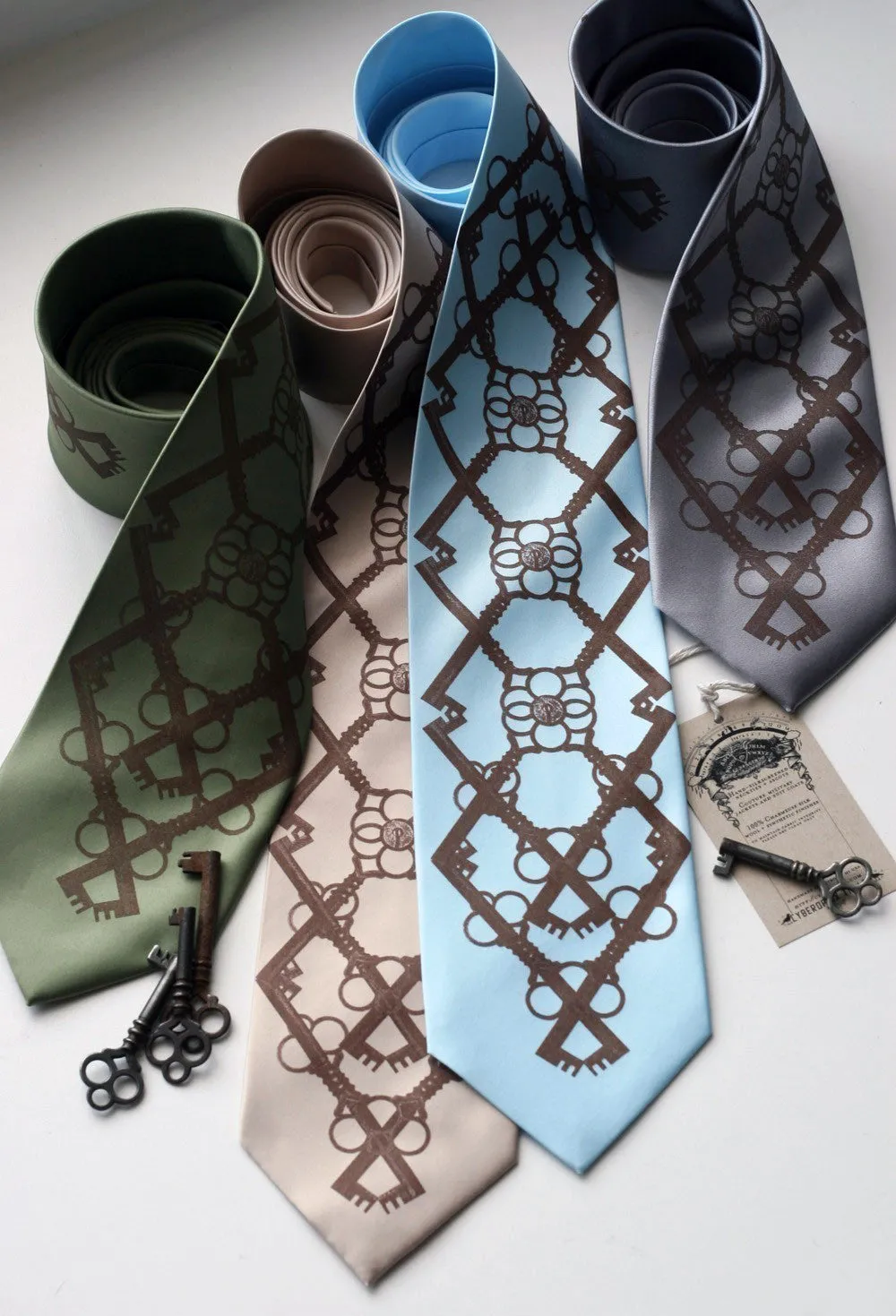 Skeleton Keys Silk Tie, Argyle print necktie