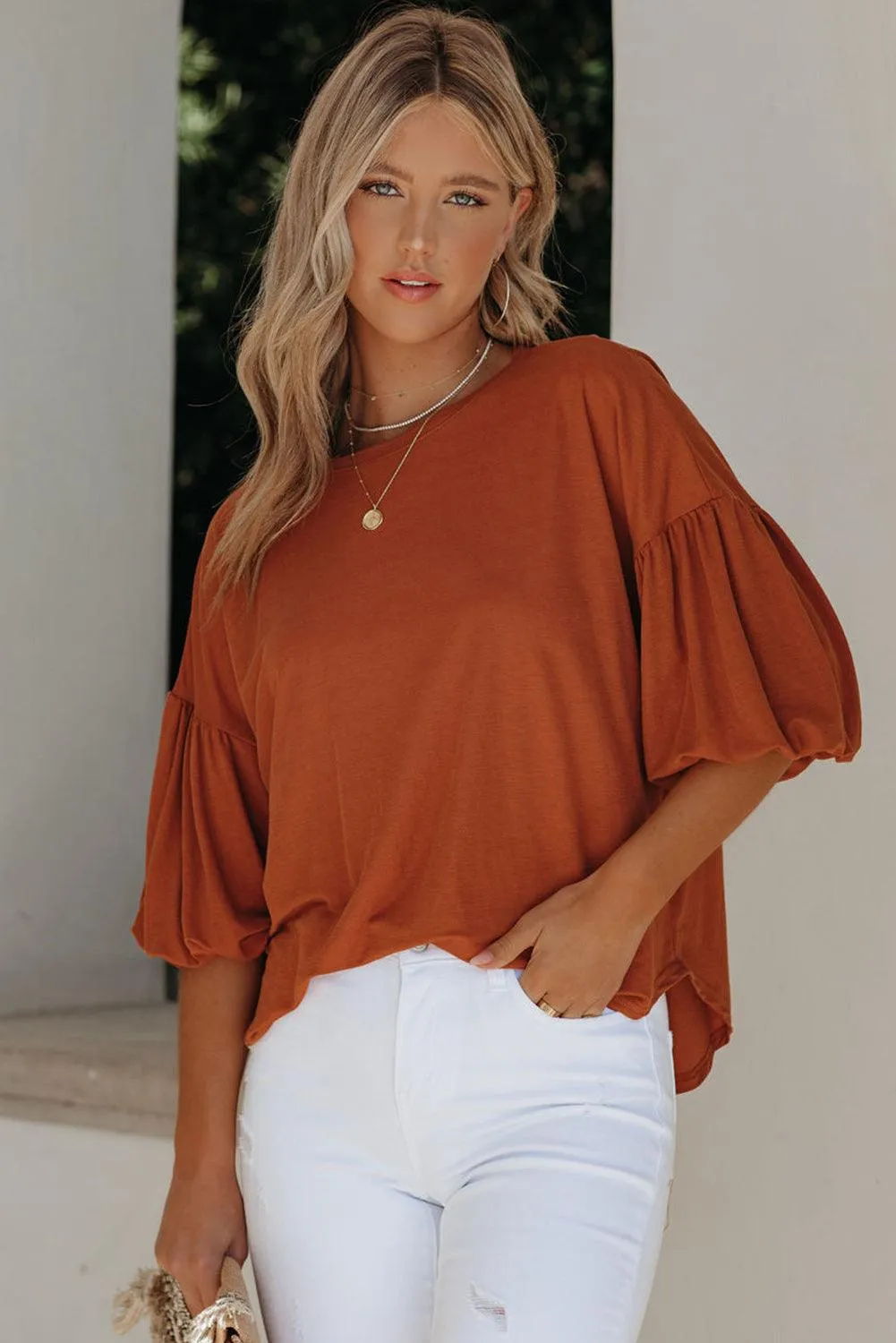 Solid Color Casual Top