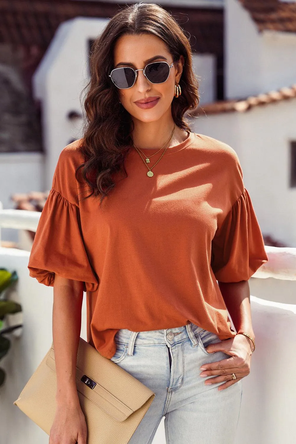 Solid Color Casual Top