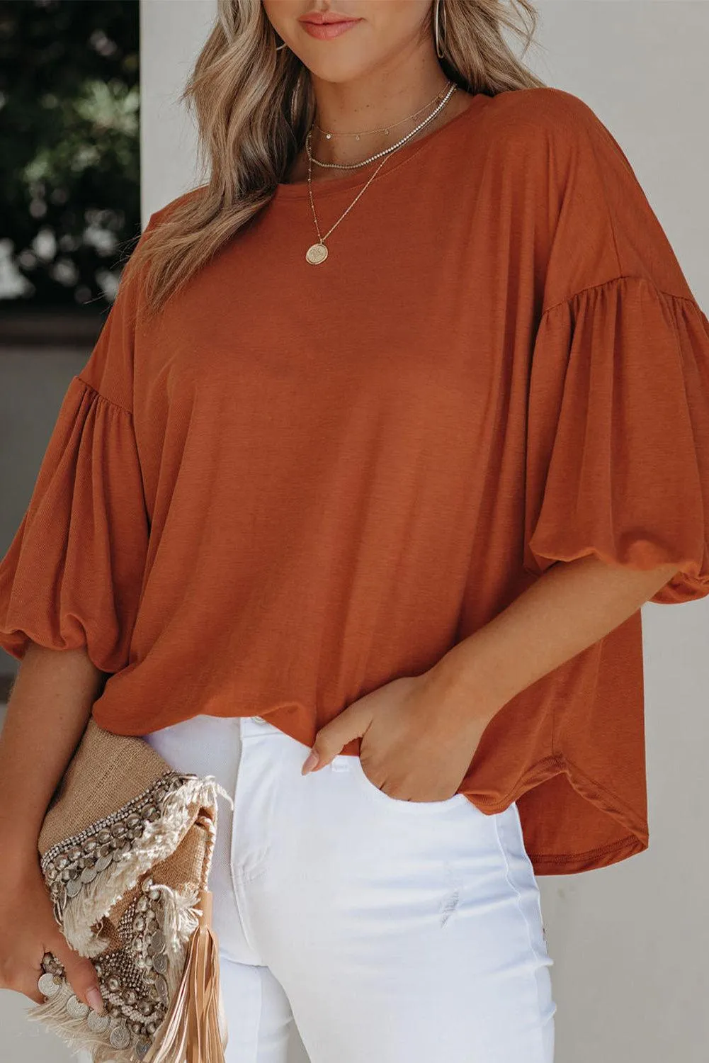 Solid Color Casual Top