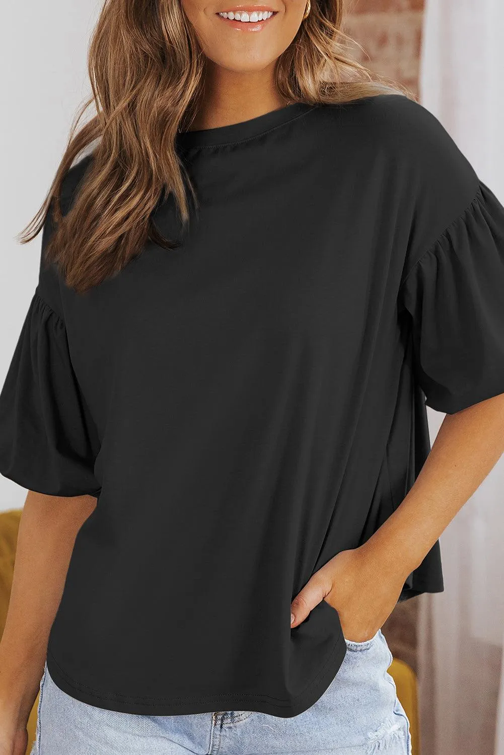 Solid Color Casual Top