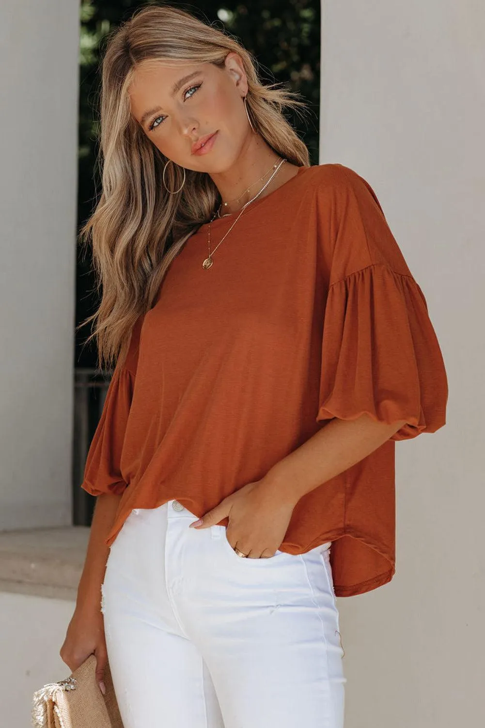 Solid Color Casual Top